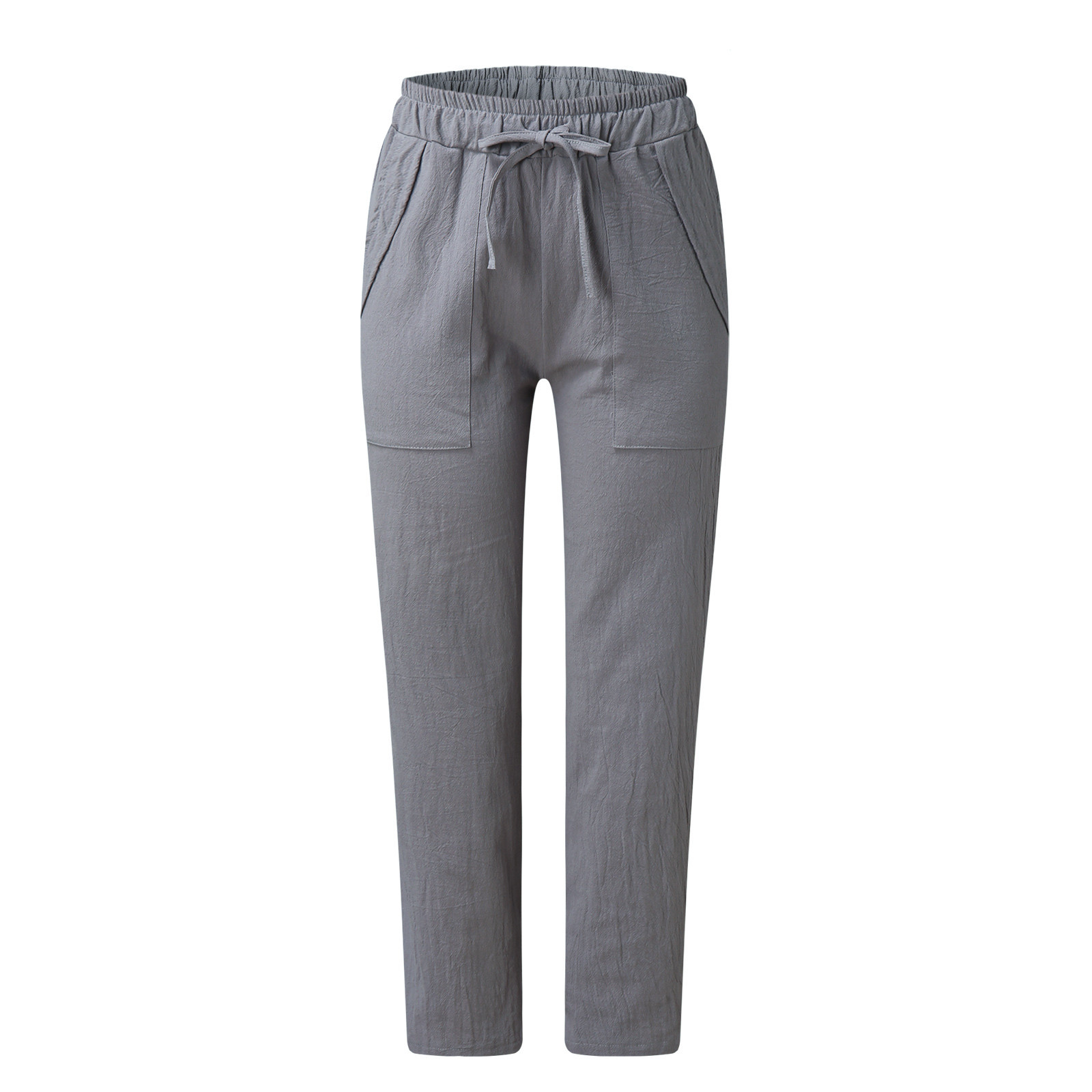 thumbnail image 5 of Pantalones de lino con cordón para mujer: cintura elástica, bolsillos, poliéster ligero para verano y playa, 5 of 8